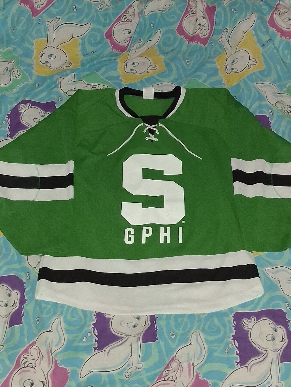 90s Michigan State Spartans Gamma Phi Beta GPHI Game Worn Hockey Jersey Vintage